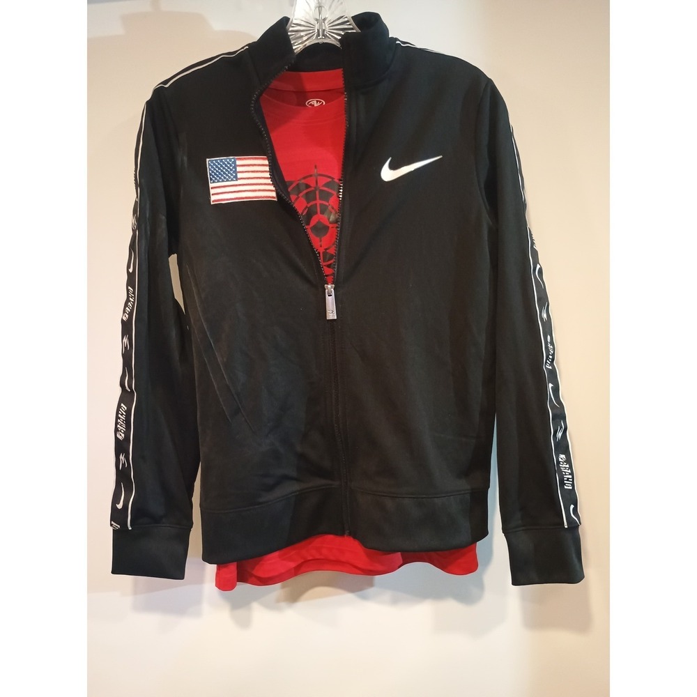 Nike 3 Brand Track Jacket & Boys  Athletic Red Shirt USA Flag Russell Wilson
